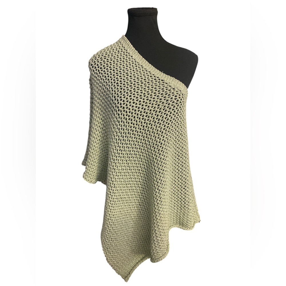 Chico's Dominique Sutton Poncho Mint Shimmer EUC OS
